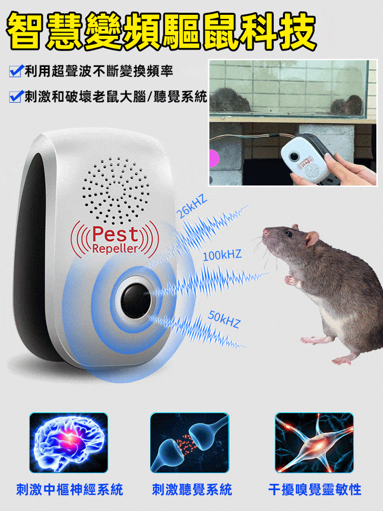 雙喇叭超聲波驅蟲鼠器 老鼠全部死絕